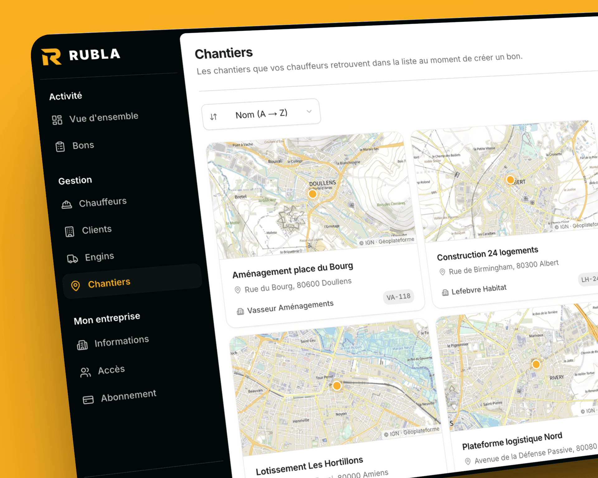 Application de bons de chantier (RUBLA)